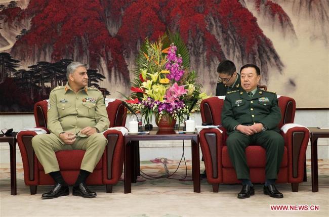 Vice Chairman of China's Central Military Commission Fan Changlong (R) meets with Pakistan Army Chief General Qamar Javed Bajwa in Beijing, capital of China, March 16, 2017.[Photo: Xinhua]