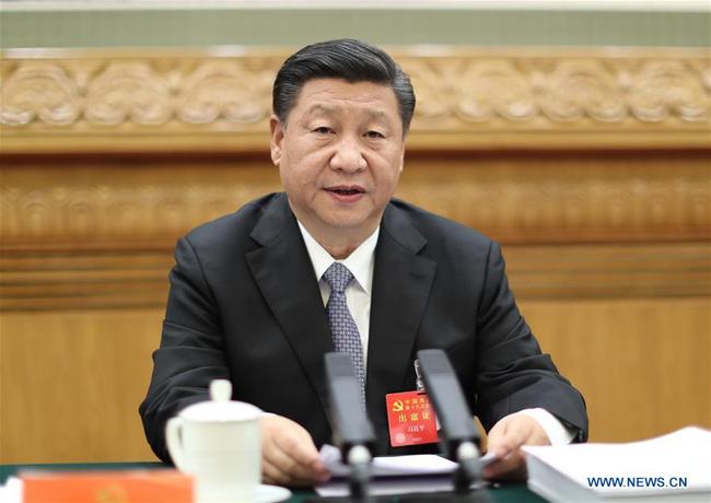 Xi Jinping presides over the second meeting of the presidium of the 19th National Congress of the Communist Party of China (CPC) at the Great Hall of the People in Beijing, capital of China, Oct. 20, 2017. [Photo: Xinhua/Ju Peng]