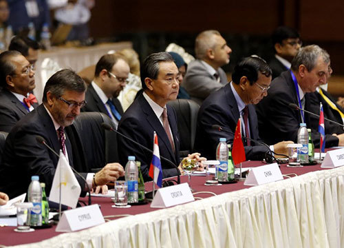 Chinese Foreign Minister Wang Yi attends the 13th ASEM foreign ministers' meeting in the Myanmar capital. [Photo: fmprc.gov.cn]