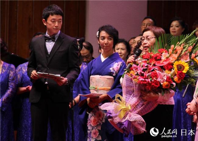 Ookado Takako attends a peace themed concert in Beijing on Spe 25, 2015. [Photo: people.com.cn]