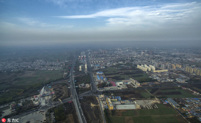 Photo shows an overview of Xiongan New Area located 100 kilometers southwest of Beijing. [Photo:www.dfic.cn]