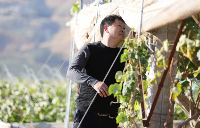 Dai Jinlu is another beneficiary of this preferential policy. He is working in his orchard. [Photo: from China Plus]