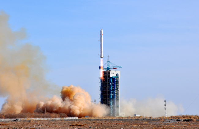 A Long March 2D launch vehicle carrying China's first space-based platform for earthquake observation is launched from the Jiuquan Satellite Launch Center at 3:51 pm on Feb. 2, 2018. [Photo: China Plus]