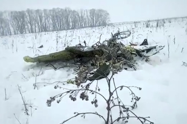 In this screen grab provided by the Life.ru, the wreckage of a AN-148 plane is seen in Stepanovskoye village, about 40 kilometers (25 miles) from the Domodedovo airport, Russia, Feb. 11, 2018. [Photo: AP]