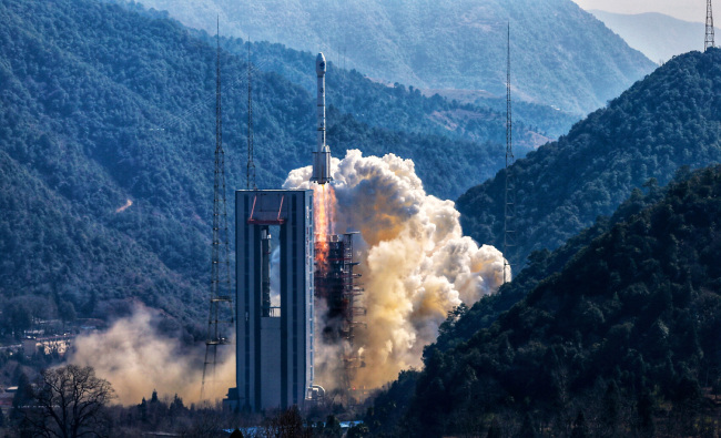 China sent twin satellites into space on a single carrier rocket on Monday. [Photo: China Plus/Li Jin]