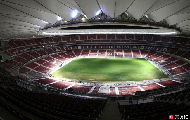 A handout made available by Spanish soccer club Atletico Madrid shows a general view of Atletico Madrid's new stadium Wanda Metropolitano, in Madrid, Spain, September 6, 2017. [File Photo: IC]