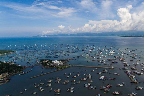 Fishing boats head to the sea at the Hailing Island in Yangjiang City, south China's Guangdong Province, on August 16, 2017. [File photo: Xinhua]