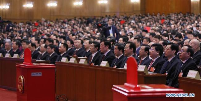 The fifth plenary meeting of the first session of the 13th National People's Congress (NPC) is held at the Great Hall of the People in Beijing, capital of China, March 17, 2018. [Photo: Xinhua/Liu Weibing]