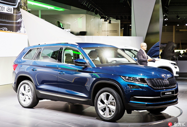 The brand new SUV Skoda Kodiaq was unveiled on its World Premiere during the first day of International Paris Motorshow. CEO of Skoda Auto Bernhard Maier presents new car. Photo/Petr Mlch