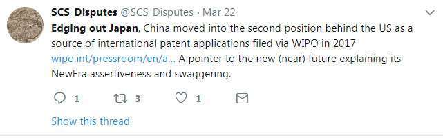 Reactions on Twitter to China becoming 2nd largest source of patents