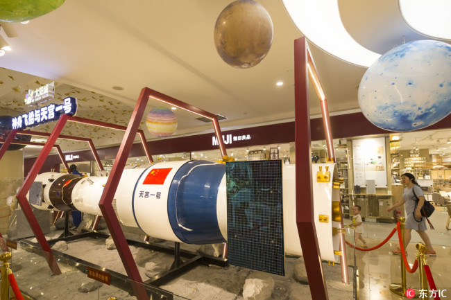 A model of the Tiangong-1 space module. [File Photo: IC]