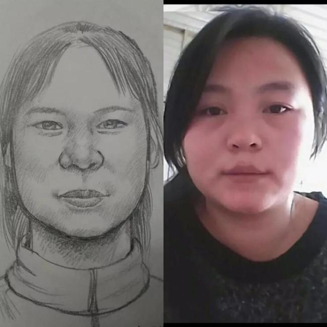 A sketch of Wang Mingqing's missing daughter drawn by Lin Yuhui. [File Photo: Xinhua]