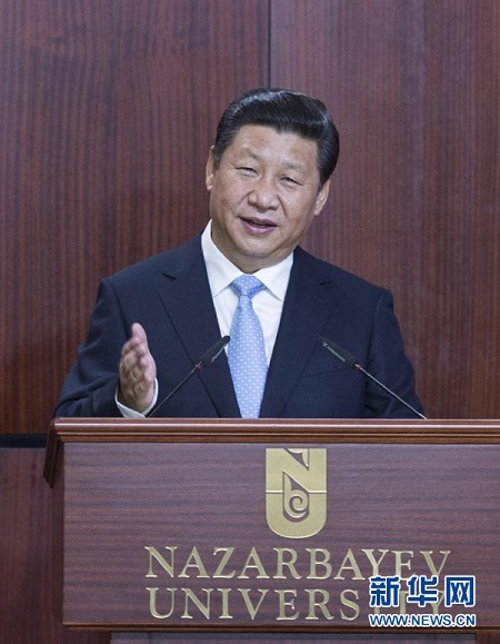 Chinese President Xi Jinping proposes the "Silk Road Economic Belt" while visiting Kazakhstan in September 2013. [Photo: Xinhua]