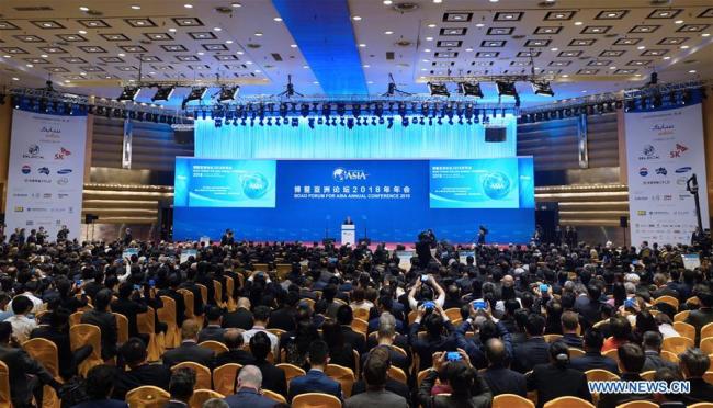 The opening ceremony of the Boao Forum for Asia (BFA) annual conference is held in Boao, south China's Hainan Province, April 10, 2018. [Photo: Xinhua]