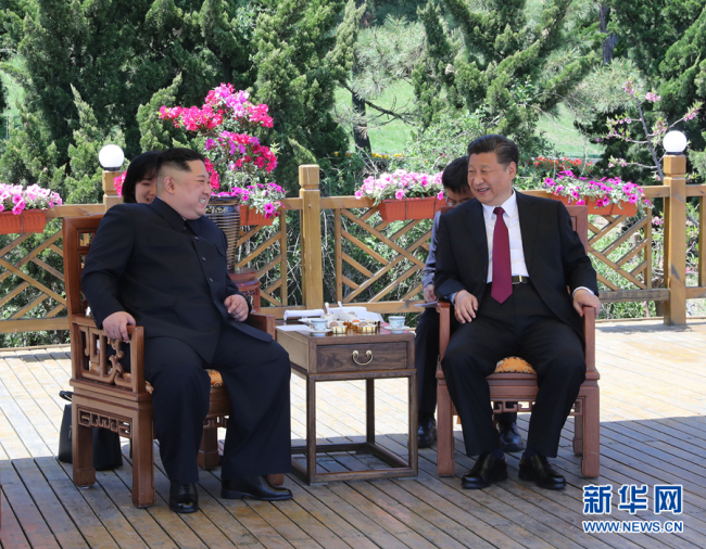Xi Jinping, general secretary of the Central Committee of the Communist Party of China (CPC) and Chinese president, met Kim Jong Un, chairman of the Workers' Party of Korea (WPK) and chairman of the State Affairs Commission of the Democratic People's Republic of Korea (DPRK), in Dalian, northeast China's Liaoning Province, on May 7-8.[Photo: Xinhua]