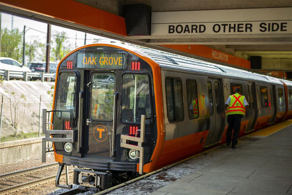 This photo taken on May 15th, 2018, shows part of a new subway train conducting a test run at Wellington Yard in Medford, a residential and industrial suburb of Boston, Massachusetts. The train is designed and manufactured by China Railway Rolling Stock Corporation. It will serve the Boston's Orange Line subway. [Photo: Xinhua]