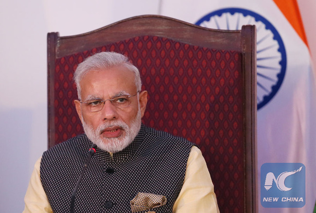 Indian Prime Minister Narendra Modi speaks during the BRICS Business Council Meeting in the southern Indian state of Goa, Oct. 16, 2016. [Photo: Xinhua]