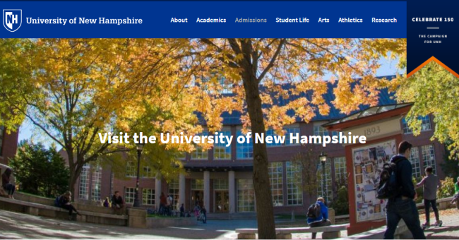 A screenshot of the website of the University of New Hampshire [Screenshot: China Plus]