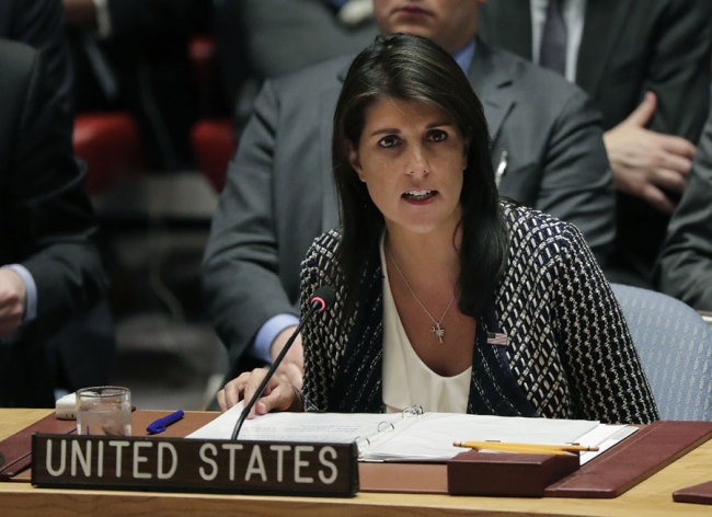 U.S. Permanent Representative to the United Nations Nikki Haley [File Photo: AP]