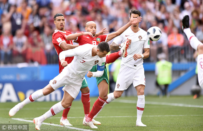 Ronaldo Cristiano of Portugal scores a goal during the 2018 FIFA World Cup Russia Group B match between Portugal and Morocco at Luzhniki Stadium on June 20, 2018 in Moscow, Russia. [Photo: PressFocus/MB Media/Getty Images/Lukasz Laskowski]