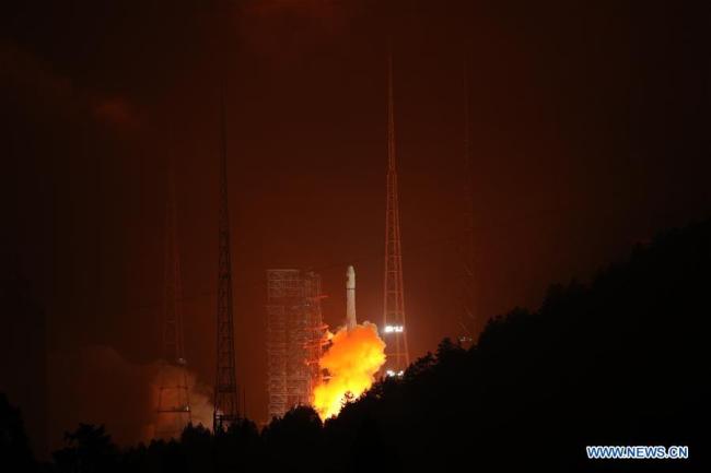 A new Beidou navigation satellite, carried by a Long March-3A rocket, is launched from the Xichang Satellite Launch Center in the southwestern Sichuan Province, at 4:58 a.m. Tuesday, July 10, 2018. [Photo: Xinhua]