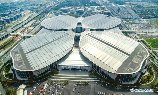 File photo shows the National Exhibition and Convention Center, the venue of the 2018 China International Import Expo (CIIE), in Shanghai, east China. [Photo: Xinhua]