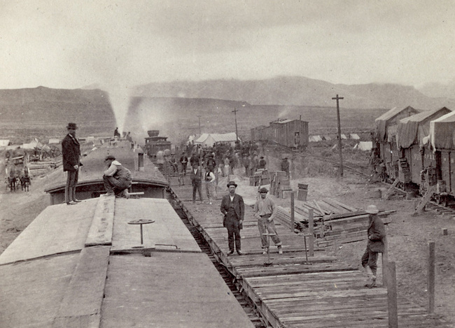 A typical railroad camp near Victory in the 1860s. [Photo provided to China Daily]