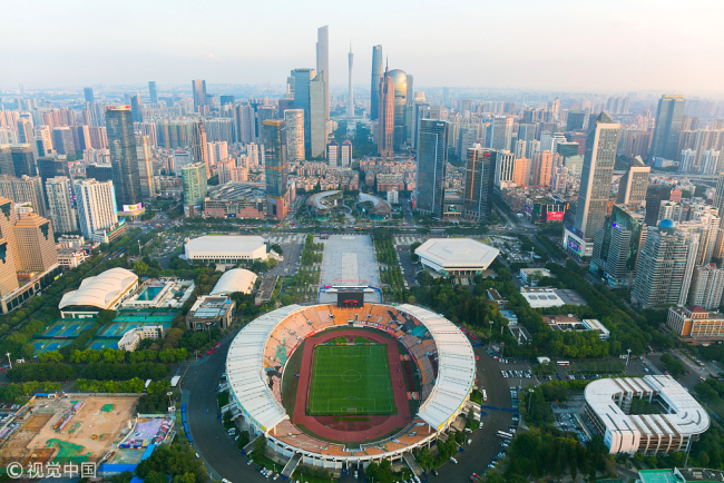 An aerial view of Tianhe Sports Center in Guangzhou, Guangdong Province, May 5, 2018. [Photo: VCG]