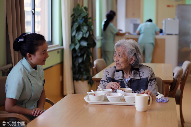 File photo shows a care center for the elderly in Hangzhou. [Photo: IC]