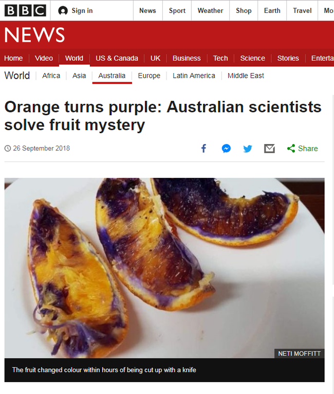 Scientists now know why this orange turned purple out of the blue - ABC News