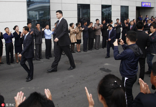 Chinese delegation including former NBA player, chairman of Chinese Basketball Association Yao Ming is seen during a visit to Pyongyang in this photo released by North Korea's Korean Central News Agency (KCNA) on October 8, 2018. [Photo: IC]