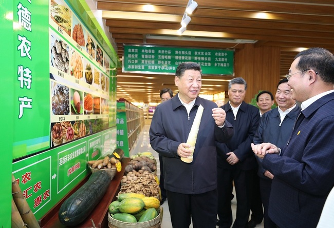 Chinese President Xi Jinping visits an e-commerce industrial park in Yingde, south China's Guangdong Province, October 23 2018. [Photo:Xinhua]