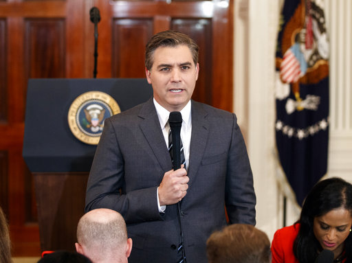 CNN journalist Jim Acosta does a standup before a new conference with President Donald Trump in the East Room of the White House in Washington, Nov. 7, 2018. CNN sued the Trump administration Tuesday, demanding that correspondent Jim Acosta’s credentials to cover the White House be returned because it violates the constitutional right of freedom of the press. [Photo: AP]