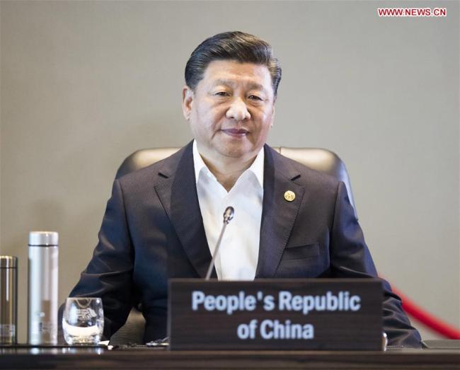 Chinese President Xi Jinping attends the 26th Asia-Pacific Economic Cooperation (APEC) Economic Leaders' Meeting and delivers a speech titled "Harnessing Opportunities of Our Times To Jointly Pursue Prosperity in the Asia-Pacific" in Port Moresby, Papua New Guinea, on Nov. 18, 2018. [Photo: Xinhua]