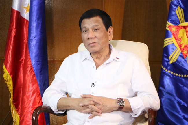 President of the Philippines Rodrigo Duterte receives an interview with Chinese media in Manila.[Photo: China Plus]