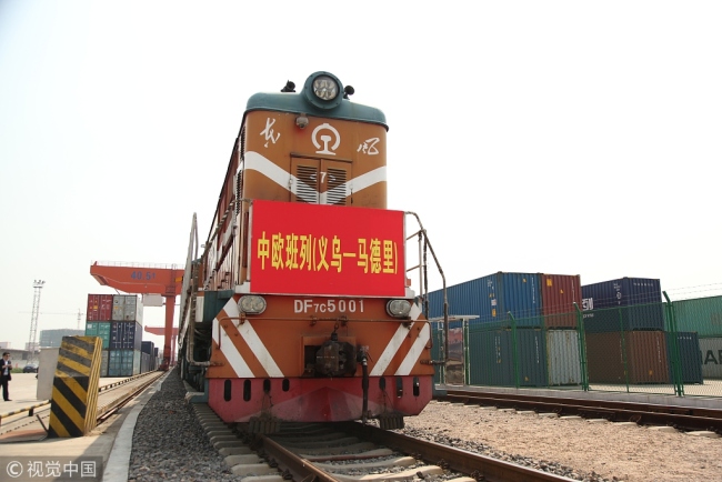 The Yiwu-Madrid freight route is the longest train route in the world. [Photo: VCG]