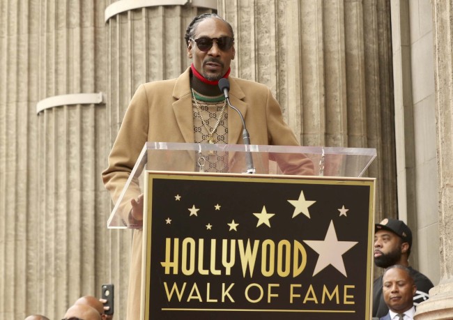 Rapper Snoop Dogg speaks during a ceremony honoring him with a star on the Hollywood Walk of Fame on Monday, Nov. 19, 2018, in Los Angeles. [Photo: AP]
