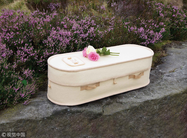 The woolen coffins, created by AW Hainsworth, are made from wool and comprise an MDF base board, a cardboard frame and a cotton lining. [Photo: IC]