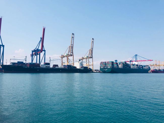A photo shows container ships at Port of Valencia. [Photo:Li Lin]