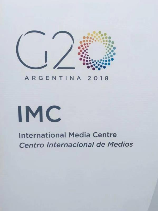 The International Media Center with the G20 logo in Buenos Aires, Argentina. [Photo: China Plus/Yan Ming]