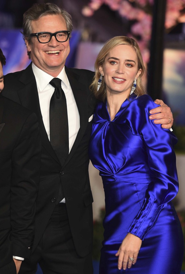 <br>Colin Firth and Emily Blunt at the premiere of "Mary Poppins Returns" on Wednesday, December, 12, 2018 in London. [Photo: AP]