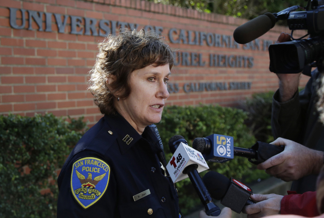San Francisco Police Capt. Michelle Jean speaks to reporters in San Francisco, Thursday, Dec. 13, 2018. Authorities say bomb threats sent to dozens of schools, universities and other locations across the U.S. appear to be a hoax. [Photo: AP/Jeff Chiu]