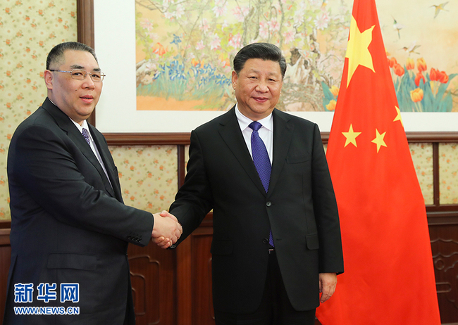 President Xi Jinping meets with Chief Executive of the Macao Special Administrative Region (SAR) Chui Sai On in Beijing on Monday December 17, 2018. [Photo: Xinhua]