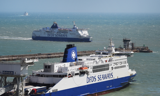 Ferries arrive at the port of Dover, south east of London, Britain, August 4, 2015. The British government has chartered ferries to deal with the possibility of an unregulated exit from the European Union. [File photo: IC/EPA/Andy Rain]