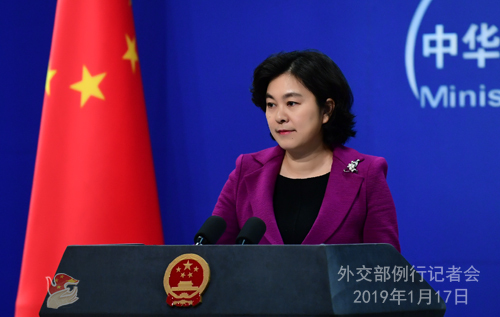 Foreign Ministry spokesperson Hua Chunying holds a press conference on Jan. 17, 2019. [Photo: fmprc.gov.cn]