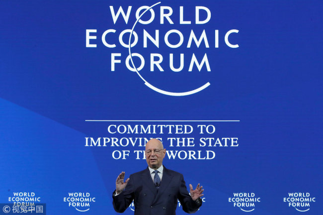Founder and Executive Chairman of the World Economic Forum (WEF) Klaus Schwab speaks at the WEF annual meeting in Davos, Switzerland, January 22, 2019. [Photo: VCG]