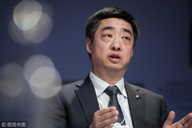 Ken Hu, deputy chairman and president of Huawei Technologies Co., gestures as he speaks during a panel session on the opening day of the World Economic Forum (WEF) in Davos, Switzerland, on Tuesday, Jan. 22, 2019. [Photo: Bloomberg via Getty Images/Jason Alden]