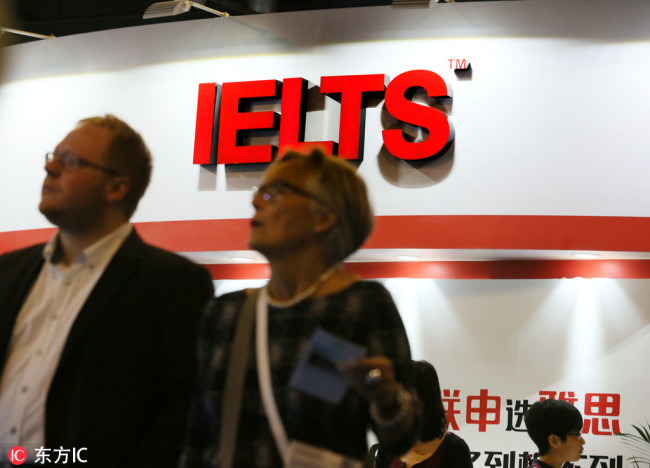 IELTS booth at an international education exhibition, Beijing, October 20, 2019. [File Photo: IC]