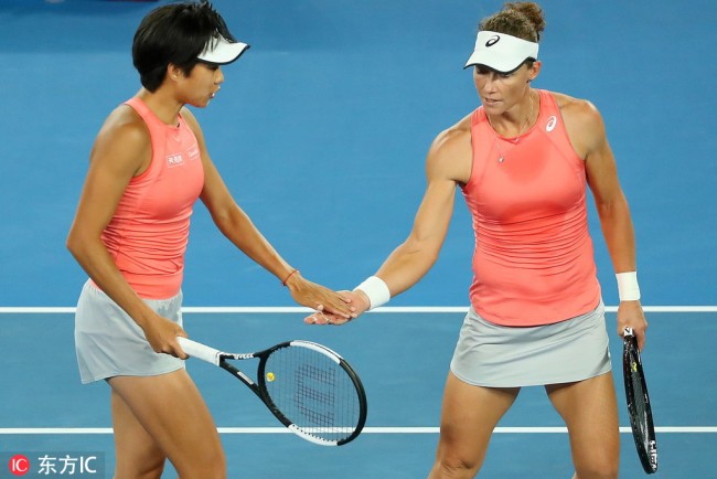 China's Zhang Shuai (Left) reaches her first women's doubles final at a Grand Slam event. [Photo: IC]