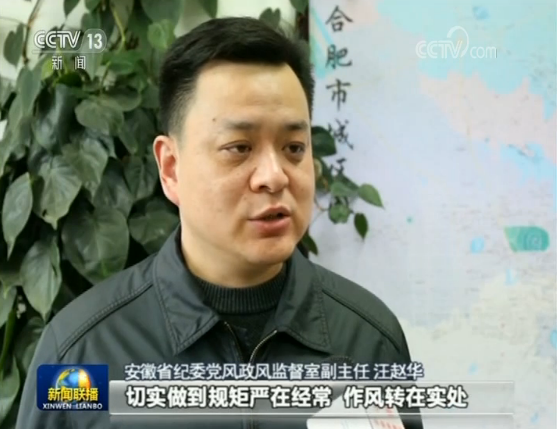 Wang Zhaohua of the Discipline Inspection and Supervision Commission of Anhui interviewed by CCTV. [Screenshot: China Plus]